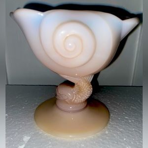 Vintage Pink Glass Conch Shell and Koi Fish Fish